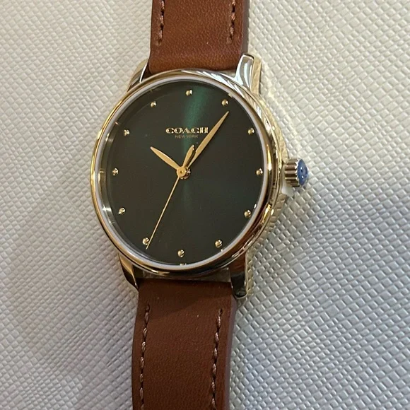 Coach Grand Watch With 36mm Green Face & Purple Tone Leather Band - Picture 3 of 8